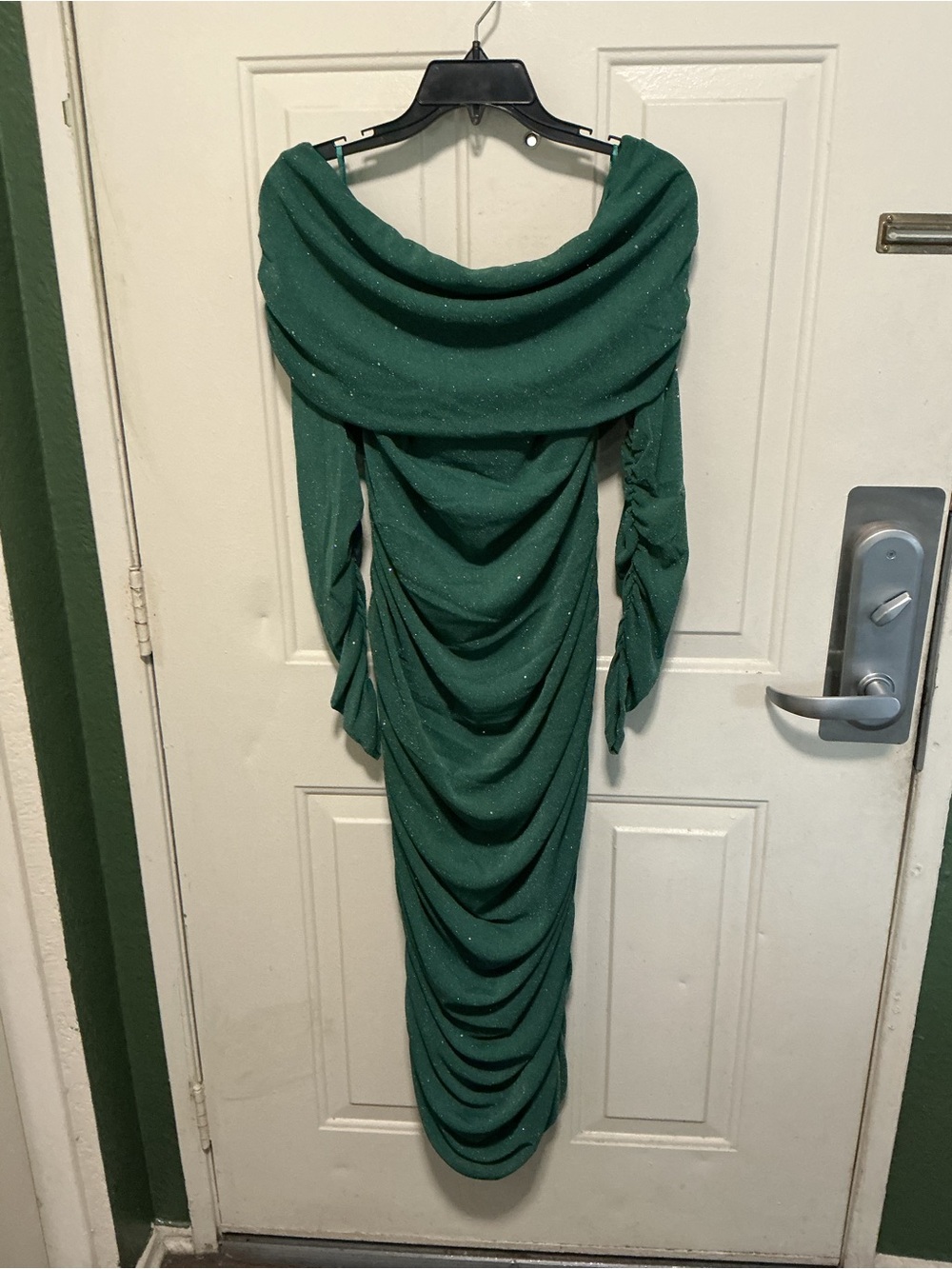 SHEIN Emerald Green Draped Midi Dress - Picture 2 of 2